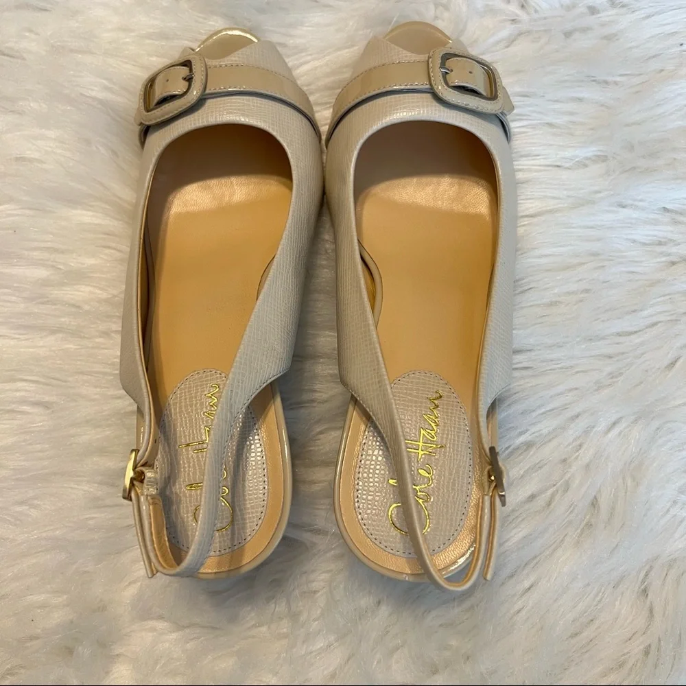 Cole Haan Nike Air Technology sling back Peep Toe Heels buckle detail Size 8 1/2